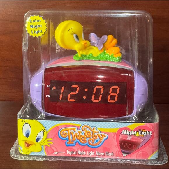Tweety Bird Digital Night Light, Alarm Clock, Looney Tunes Vtg Warner Bros 1990s - Picture 1 of 7